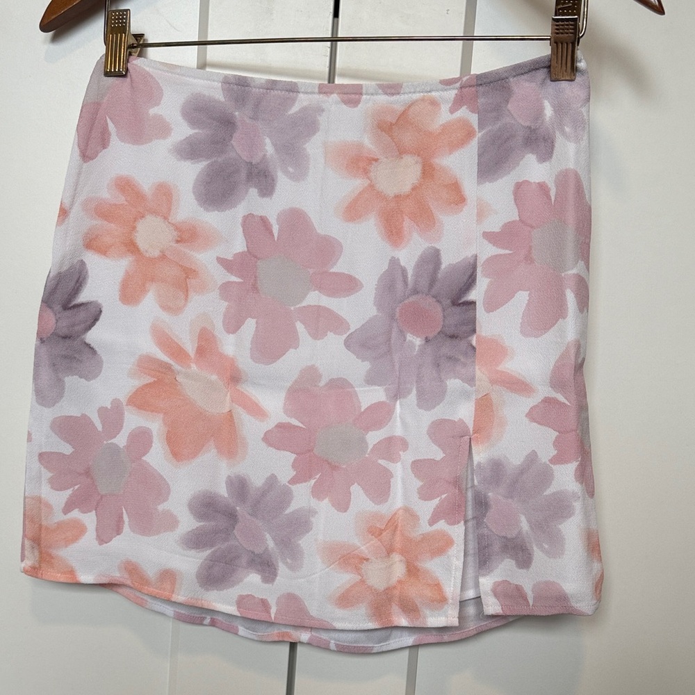 Aritzia Floral Mini Skirt in Pink and Purple